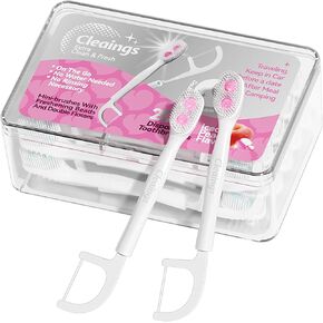 Disposable Toothbrushes with Double Cleaning Beads Toothpaste and Clean Floss Picks for Work or Travel - 20 pcs-Mint Flavor（Pack of 1）