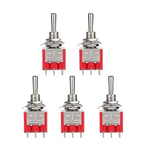 3PDT Toggle Switch, 5Pcs Mini Toggle Switch 9 Pin 3 Position On/Off Miniature Toggle Switch with Metal Round Knob Switch
