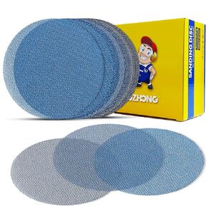6 inch Mesh Abrasive Sanding Discs 180 grit, 50 pcs Ceramic Dust-Free Sandpaper, Hook and Loop Sanding Disc for Automotive, Metal, Wood, Composites, Plaster and Filler Sanding