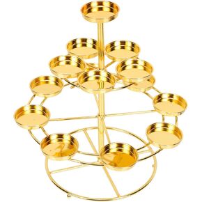 Candlestick Decor Buddhist Candle Stand Buddha Lamp Stand for Temple Candle Temple Butter Lamp Holder Three-Layer Candleholder Holder for Candle Buddhism Craft Metal Round Oil Lamp