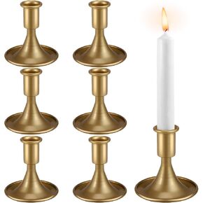 Candlestick Holders,Gold Taper Candle Holder,Metal Candles Sticks Holders,Candle Holders for Table Centerpiece Wedding Christmas Table Decor, Set of 6