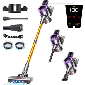 Cordless Vacuum Cleaner, 45000Pa/550W Powerful Vacuum Cleaners for Home, 60 Mins Runtime, LED Display, 1.5L Cup, Anti-Tangle Brush, Lightweight, Ultra-Quiet, Cordless Stick Vacuum Cleaner