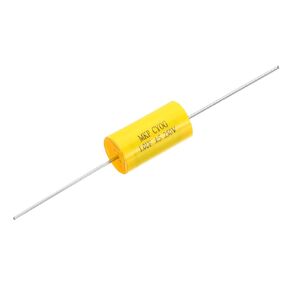 PATIKIL 1uF 250 V Frequency Divider Capacitor, 1 Pcs Axial Audio Speaker Crossover Step-Less Film Capacitor MKP Capacitor for Audio Equipment Appliances, Yellow
