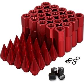 M12x1.5 Spikes Lug Nuts 20pcs 60mm Aluminum Wheel Nuts Fit for Ford Escape/Focus/Fusion,for Honda Accord/CR-V,for Toyota Avalon,for Chevy Impala etc (Red)