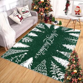 Christmas Round Rug Washable Area Rugs 4ft Circle Rug for Living Room Non Slip Soft Non Shedding Throw Rugs Stain Resistant Room Decor Carpet for Dining Room Snowflake 4'x4'
