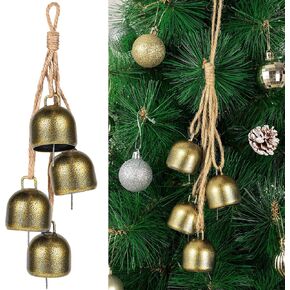 Vintage Christmas Decorative Bells, Christmas Cow Bells, Vintage Brass Bells Hanging Gold Christmas Bells for Mantle, Garland, Wreath