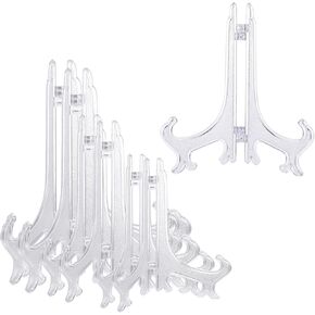 6Pcs Plastic Easel Plate Display Stands, 4/6/8 Inches Acrylic Plate Stand Clear Display Stand for Display Pictures or Other Items at Weddings, Birthdays, Home Decoration, Tables