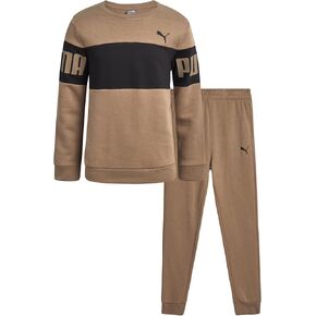 PUMA Boys' Jogger Set - 2 Piece Soft Fleece Pullover Crewneck Sweatshirts and Sweatpants For Boys - Casual Active Set (4-16)