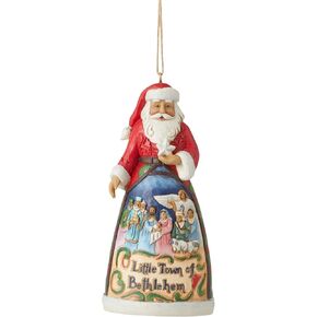 Enesco Jim Shore Heartwood Creek Santa Little Town of Bethlehem Hanging Ornament, 4.53 Inch, Multicolor