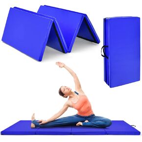 Goplus 8' x 4' x 2" Gymnastics Mat, Folding Tumbling Mat with Carry Handles, Hook & Loop Fasteners, 4 Panels for Fitness Exercise Yoga Stretching Aerobics Workouts, Thick Gym Mats for Home