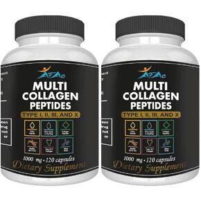2-Pack Multi Collagen Plus Pills (Type I, II, III, X) for Anti-Aging, Hair, Skin, Nails and Joint Support, 80 Day Supply 240 Capsules