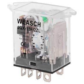 Wesch Electromagnetic Power Relay, JQX-13F/2ZL, DC 12V, Coil 8 Pin 10A, DPDT 2NO 2NC, with LED Indicator Light (1)