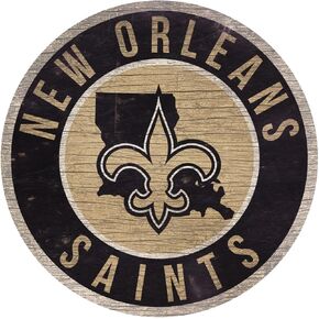 Fan Creations New Orleans Saints Wood Sign 12 Inch Round State Design
