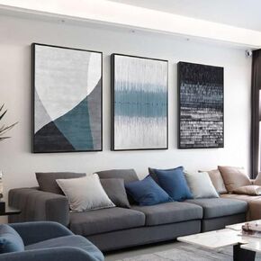 ARTKN Modern Wall Art Set of 3,Abstract Canvas Blue Wall Art for Living Room Bedroom Office Wall Decor,Large Framed Blue Canvas Wall Art 3 Piece for Wall Decorations (Blue, 24" X 32" X 3 pieces)