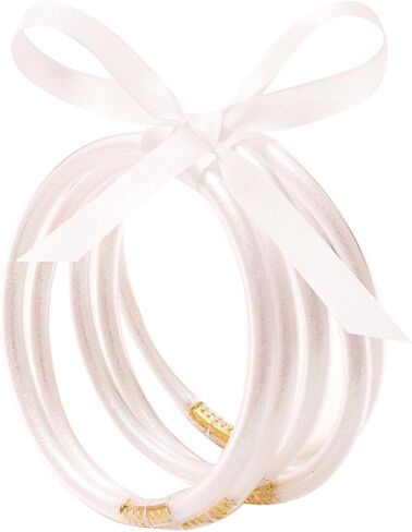 Long tiantian Glitter Jelly Bangle Bracelets Teen Girl Stuff Budahgirl Glitter Filled Jelly Bracelets Waterproof Bow Bracelet for Teenage Girl Gifts in Kuwait