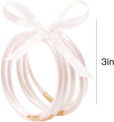 Long tiantian Glitter Jelly Bangle Bracelets Teen Girl Stuff Budahgirl Glitter Filled Jelly Bracelets Waterproof Bow Bracelet for Teenage Girl Gifts in Kuwait
