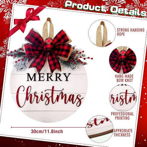 Merry Christmas Wreath Welcome Sign for Front Door, 11.8 inch Wooden Merry Christmas Sign for Holiday Rustic Farmhouse Front Door Porch Wall Window Outside Decorations (Believe) in Saudi Arabia