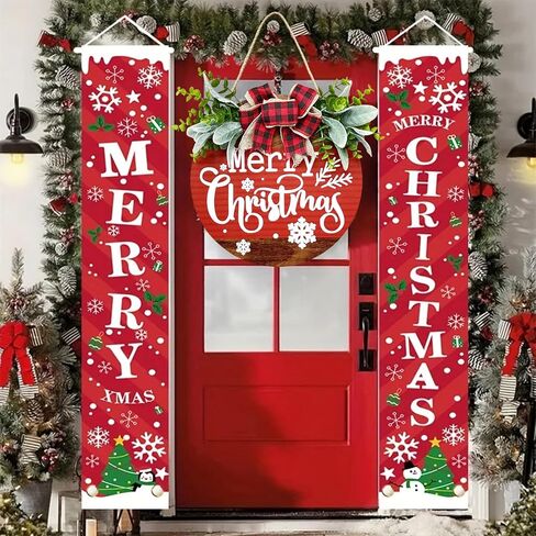 Christmas Welcome Sign, Merry Christmas Wooden Wreath with Bow Winter Wreaths, Merry Christmas Welcome Sign for Front Door Outside Decorations in Saudi Arabia