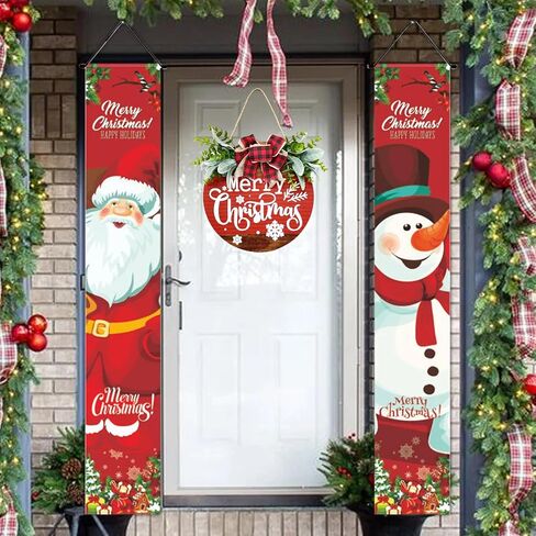 Christmas Welcome Sign, Merry Christmas Wooden Wreath with Bow Winter Wreaths, Merry Christmas Welcome Sign for Front Door Outside Decorations in Saudi Arabia