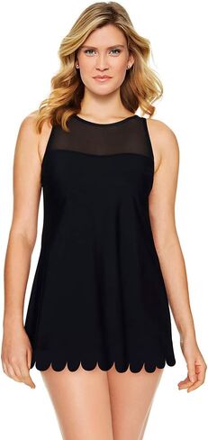 ملابس سباحة نسائية من Penbrooke تجلب قطعة واحدة مثيرة برقبة شبكية سوداء وحاشية صدفية in Kuwait