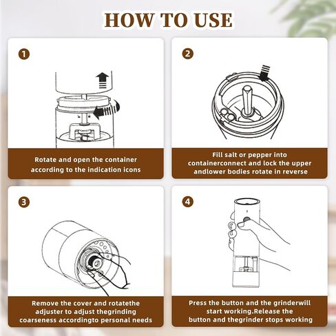 Electric Salt and Pepper Grinder Set - Automatic Pepper and Salt Grinder Refillable with 6 Adjustable Coarseness Adjustable Ceramic Core with LED Light Rechargeable Pepper Grinder-2 Pack Wood Grain in Saudi Arabia