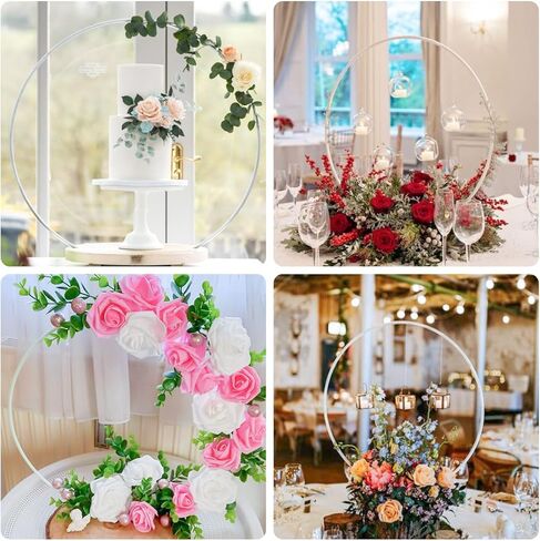 10 Pack Black Floral Hoop with Stand 10 Inch Metal Rings for DIY Centerpiece Table Decorations Crafts Macrame Rings Hoop Dream Catcher Rings Wedding Christmas Wreath Candle Rings Wreaths Craft Hoops in Kuwait