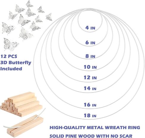 10 Pack Black Floral Hoop with Stand 10 Inch Metal Rings for DIY Centerpiece Table Decorations Crafts Macrame Rings Hoop Dream Catcher Rings Wedding Christmas Wreath Candle Rings Wreaths Craft Hoops in Kuwait