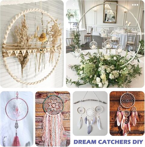 10 Pack Black Floral Hoop with Stand 10 Inch Metal Rings for DIY Centerpiece Table Decorations Crafts Macrame Rings Hoop Dream Catcher Rings Wedding Christmas Wreath Candle Rings Wreaths Craft Hoops in Kuwait