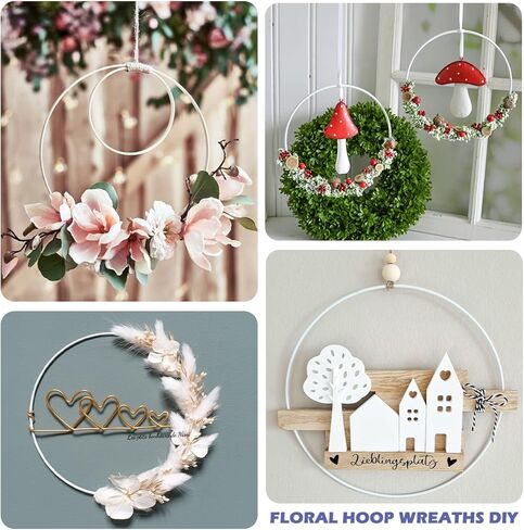 10 Pack Black Floral Hoop with Stand 10 Inch Metal Rings for DIY Centerpiece Table Decorations Crafts Macrame Rings Hoop Dream Catcher Rings Wedding Christmas Wreath Candle Rings Wreaths Craft Hoops in Kuwait