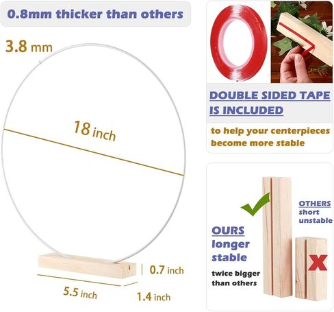 10 Pack Black Floral Hoop with Stand 10 Inch Metal Rings for DIY Centerpiece Table Decorations Crafts Macrame Rings Hoop Dream Catcher Rings Wedding Christmas Wreath Candle Rings Wreaths Craft Hoops in Kuwait