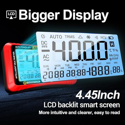 ANENG Multimeter,4000 Counts Voltage Tester,Auto-Ranging TRMS Volt Meter,Digital Multimeter Tester Measures AC/DC Current,Voltage,Diode,Resistance,Continuity,Capacitance,Temperature(Red) in Kuwait