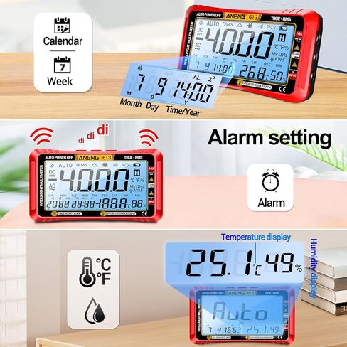 ANENG Multimeter,4000 Counts Voltage Tester,Auto-Ranging TRMS Volt Meter,Digital Multimeter Tester Measures AC/DC Current,Voltage,Diode,Resistance,Continuity,Capacitance,Temperature(Red) in Kuwait