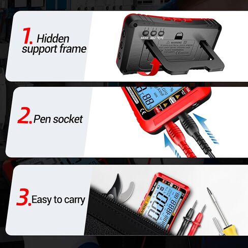 ANENG Multimeter,4000 Counts Voltage Tester,Auto-Ranging TRMS Volt Meter,Digital Multimeter Tester Measures AC/DC Current,Voltage,Diode,Resistance,Continuity,Capacitance,Temperature(Red) in Kuwait