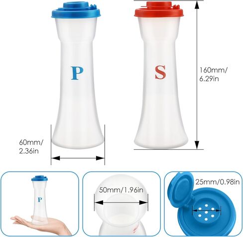 عبوتان من هزازات الملح والفلفل البلاستيكية الكبيرة مع الشفاه، غطاء مقاوم للرطوبة، حاوية زجاجة توابل للتفريغ السلس، موزع توابل لمطعم المطبخ للسفر في الهواء الطلق والنزهة والتخييم in Kuwait