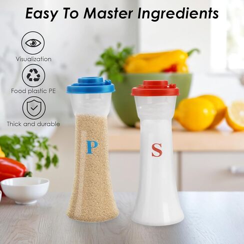 عبوتان من هزازات الملح والفلفل البلاستيكية الكبيرة مع الشفاه، غطاء مقاوم للرطوبة، حاوية زجاجة توابل للتفريغ السلس، موزع توابل لمطعم المطبخ للسفر في الهواء الطلق والنزهة والتخييم in Kuwait