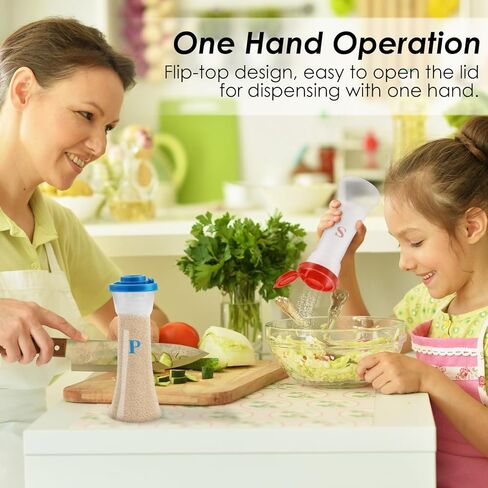 عبوتان من هزازات الملح والفلفل البلاستيكية الكبيرة مع الشفاه، غطاء مقاوم للرطوبة، حاوية زجاجة توابل للتفريغ السلس، موزع توابل لمطعم المطبخ للسفر في الهواء الطلق والنزهة والتخييم in Kuwait