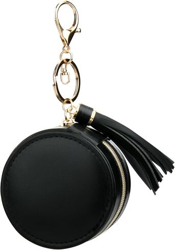 حقيبة تنظيم المجوهرات المحمولة من جلد البولي يوريثان الأسود من Homakover، حاوية سلسلة مفاتيح مضادة للفقدان، صندوق حلقي للسفر للخواتم والمجوهرات in Kuwait