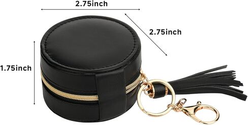 حقيبة تنظيم المجوهرات المحمولة من جلد البولي يوريثان الأسود من Homakover، حاوية سلسلة مفاتيح مضادة للفقدان، صندوق حلقي للسفر للخواتم والمجوهرات in Kuwait