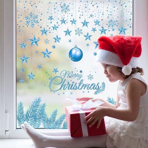 Christmas Window Clings Double Side Merry Christmas Star Light Ball Window Sticker for Xmas Party Supplies Home Window Merry Christmas Decor in Kuwait