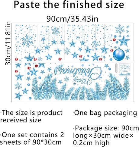 Christmas Window Clings Double Side Merry Christmas Star Light Ball Window Sticker for Xmas Party Supplies Home Window Merry Christmas Decor in Kuwait