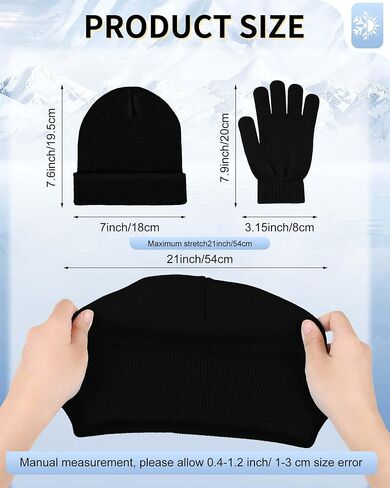 Jecery 72 Pcs Bulk Winter Beanies Hat Glove Sets Knitted Cap Beanie Bulk Winter Gloves Bulk Warmer Cold Weather Running Warm Skiing for Homeless Unisex Women and Men, Black and Navy Blue in Saudi Arabia