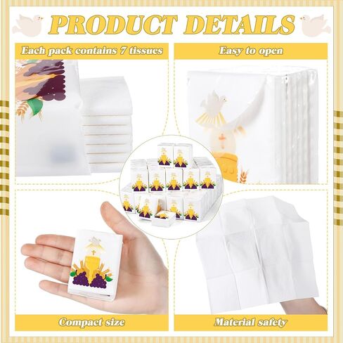 100 Pack 4 Ply Facial Tissues Bulk First Communion Favors Travel Size Pocket Tissues Christian Religious Individual Tissue Packs for Wedding Church Baptism Funeral Party Favor Gifts in Saudi Arabia