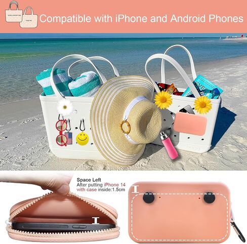 Silicone Phone Holder Set 13 PCS for Bogg Bag with Carabiner Keychains Accessories Charms Compatible with iPhone and Android Phones, Pink in Saudi Arabia