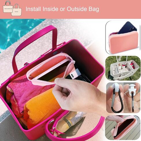 Silicone Phone Holder Set 13 PCS for Bogg Bag with Carabiner Keychains Accessories Charms Compatible with iPhone and Android Phones, Pink in Saudi Arabia