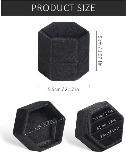 sovia Velvet Ring Box, 3 Slots Wedding Ring Box, Hexagon Engagement Ring Box, Premium Jewelry Ring Box for Proposal Engagement Wedding Day Bridal Photo in Kuwait