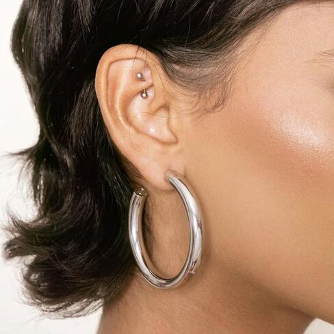 Ettika Gold Hoop Earrings. 18k Gold Plated Earrings for Women. Rope Chain Earrings. Fashion Jewelry For Women in Saudi Arabia
