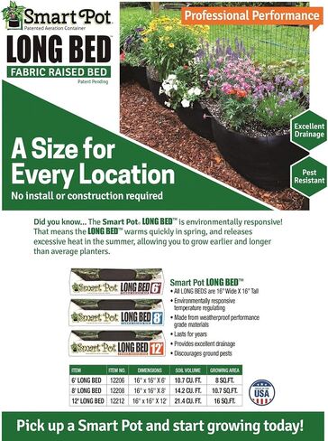 12206 Long Fabric Raised Bed, 6 Foot, Black in Saudi Arabia