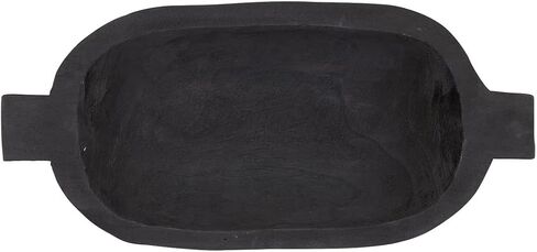 Santa Barbara Design Studio TableSugar Paulownia Wood Double Handle Bowl, 17.5 x 8.5-Inch, Black Wash in Saudi Arabia