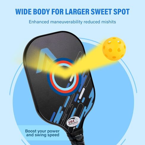 Pickleball Paddles Set of 2,USAPA Approved, Fiberglass Surface Pickleball Set with Pickleball Rackets, Polypropylene Honeycomb Core, Anti-Slip Sweat-Absorbing Grip,4 Pickleball,Portable Carry Bag in Saudi Arabia
