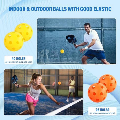 Pickleball Paddles Set of 2,USAPA Approved, Fiberglass Surface Pickleball Set with Pickleball Rackets, Polypropylene Honeycomb Core, Anti-Slip Sweat-Absorbing Grip,4 Pickleball,Portable Carry Bag in Saudi Arabia